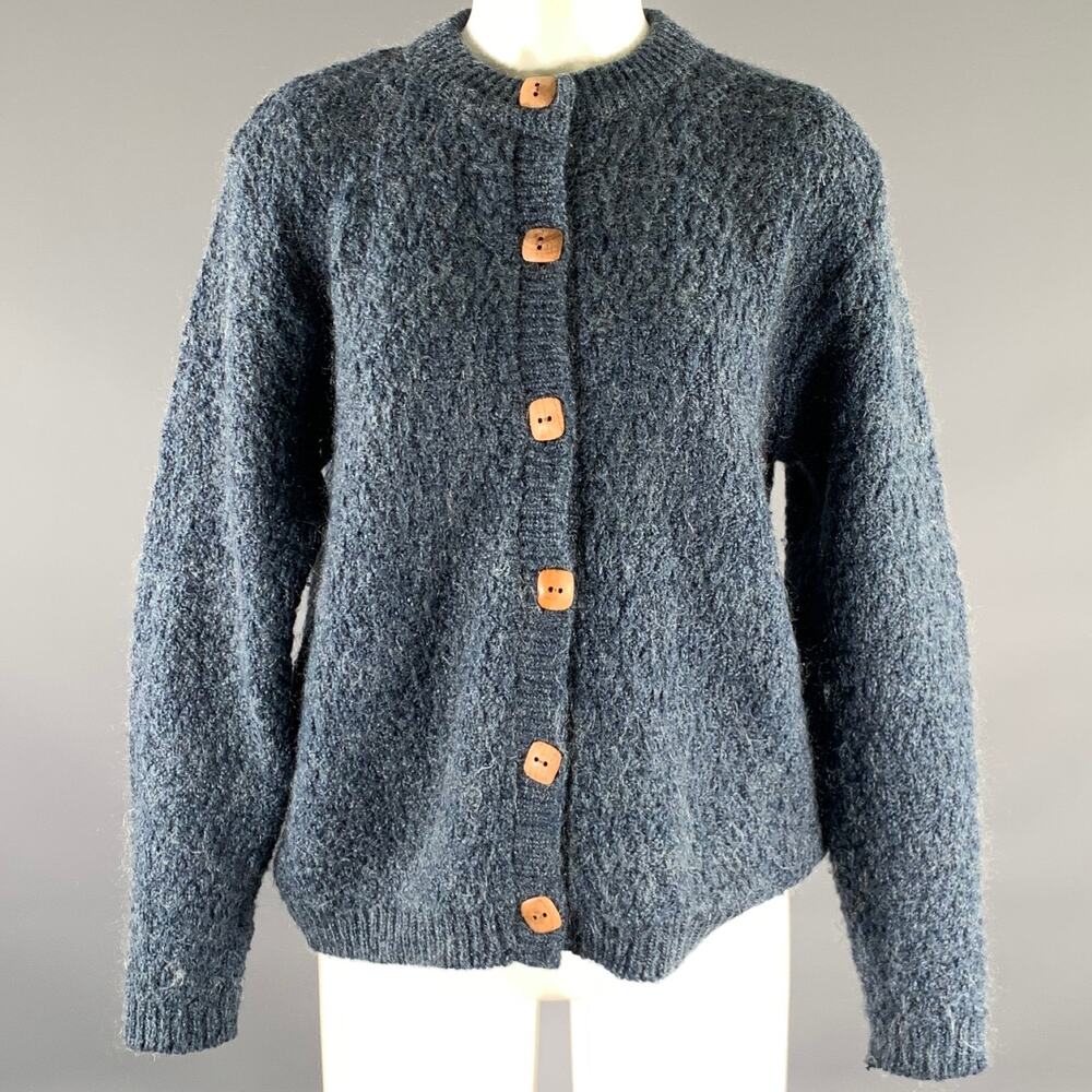 ALPS Size M Blue Light Blue Mohair Blend Cardigan